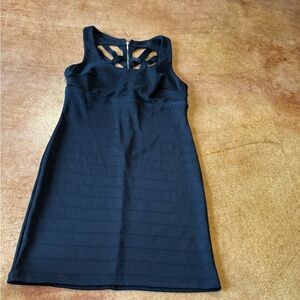 Sequin Hearts Black Textured Dress